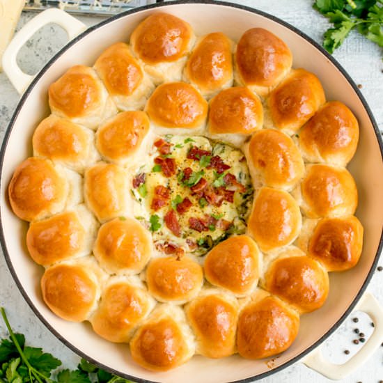 Dough Balls + creamy spinach/bacon