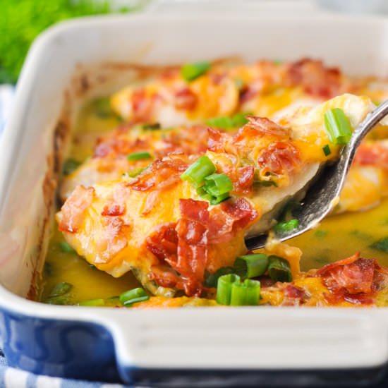 Dump and Bake Cheddar Bacon Chicken