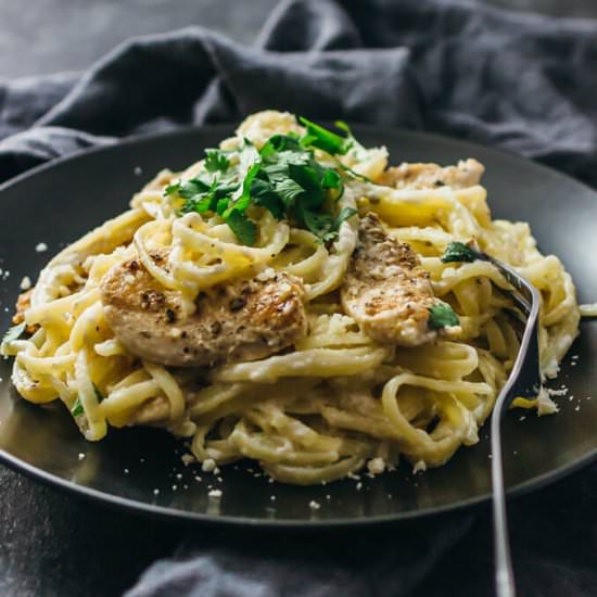 Lightened up chicken alfredo