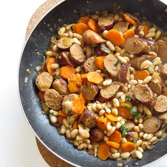 Sausages & Cannellini Beans in Wine