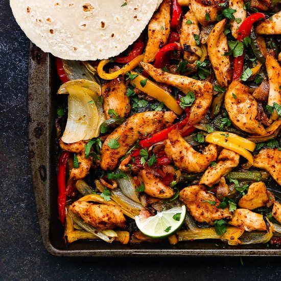 Sheet Pan Barbecue Chicken Fajitas