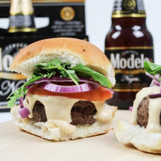 Beer Burgers w/ Melted Beer Cheese