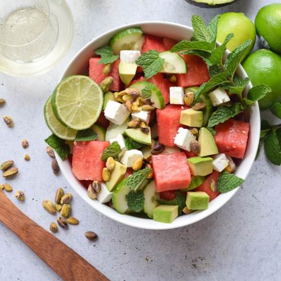 Watermelon, Feta, and Cucumber Salad