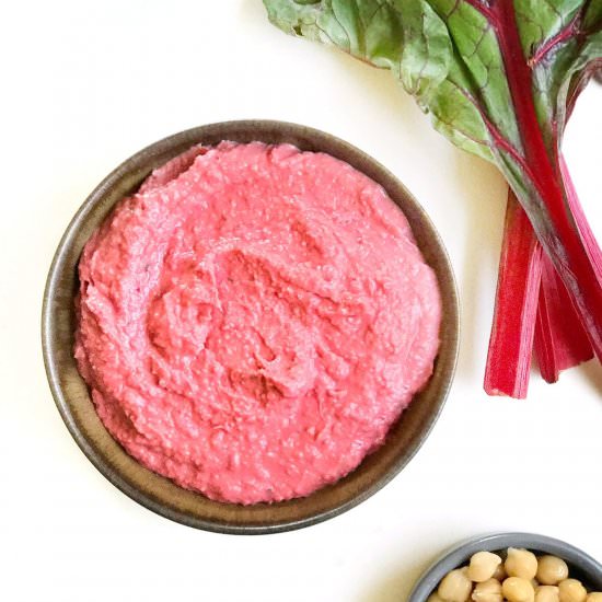 Pink Hummus with Swiss Chard Stems