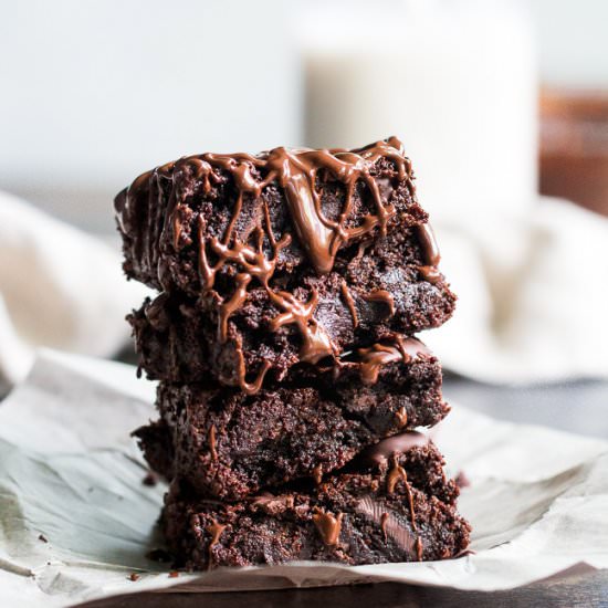 Fudgy Triple Chocolate Brownies