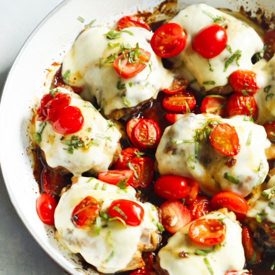 One-Pan Balsamic Glazed Caprese Chicken