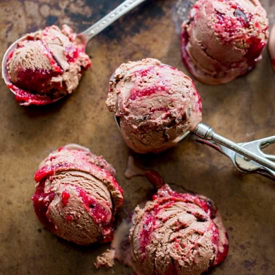Chocolate Raspberry Swirl Ice Cream