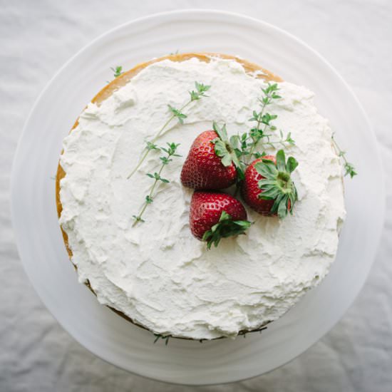 Strawberry + Peach Buttermilk Cake