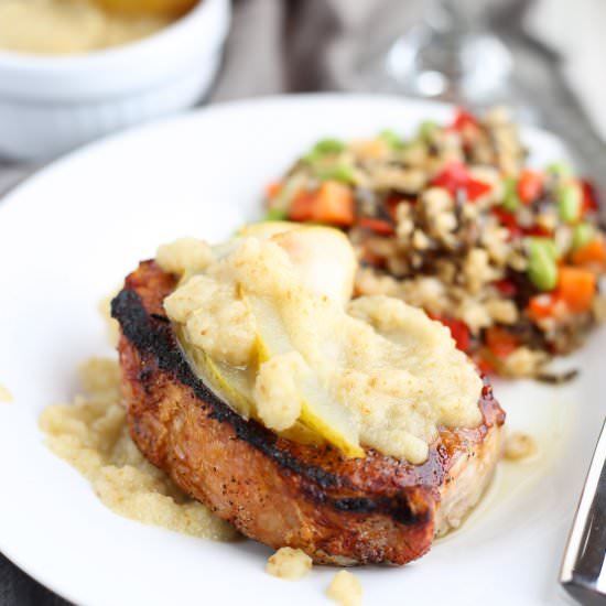 Pork Chops with Pear & Ginger Sauce