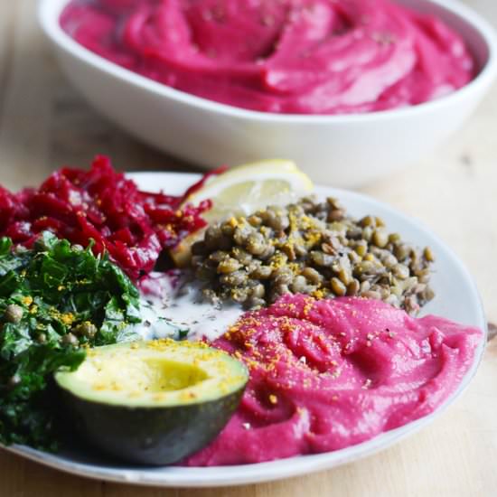 Hot Pink Beet-Cauliflower Puree