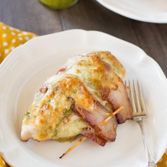 Bacon Wrapped Pesto Chicken