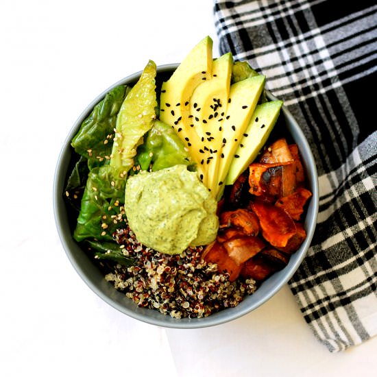 Vegan Buddha Bowl with Green Tahini