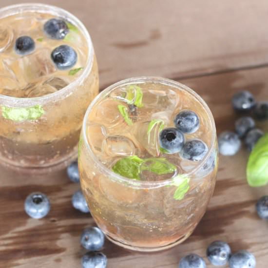 Blueberry Basil Bourbon Cocktail