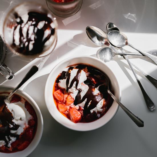 Strawberry Hot Fudge Sundae