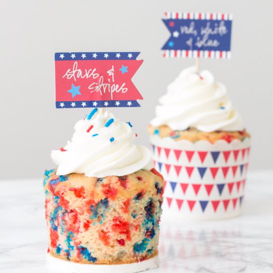 4th of July Funfetti Cupcakes