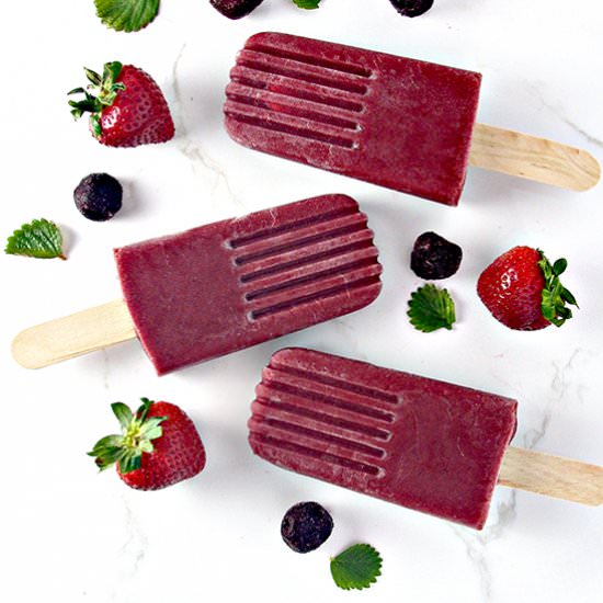 Vegan Strawberry Cherry Popsicles