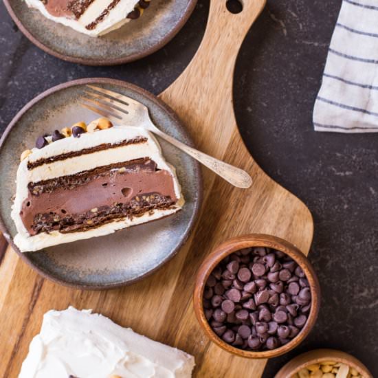 Chocolate PB Ice Cream Slice Cake