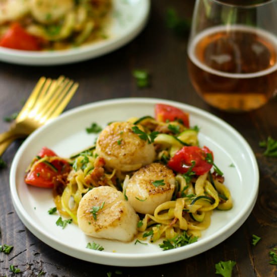 Seared Scallops with Bacon and Zucchini