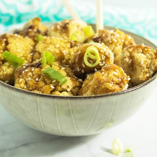 Sticky Sesame Cauliflower Bites