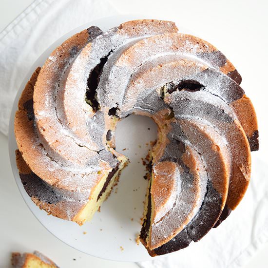 Low FODMAP Marble Bundt Cake