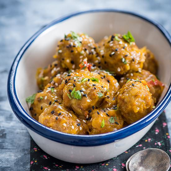 Meatballs with mango glaze
