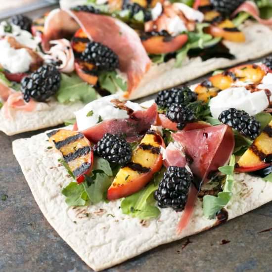Grilled Peach Prosciutto Flatbread