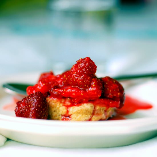 Strawberry Sauce Over Biscuits
