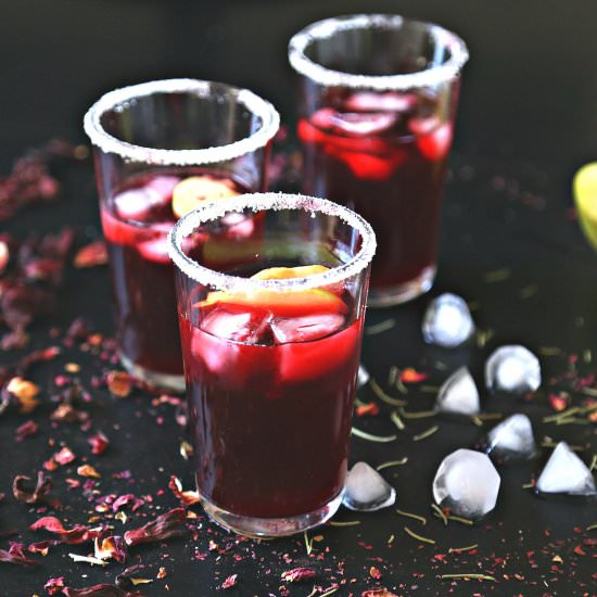 Green Apples with Ginger Hibiscus Iced Tea
