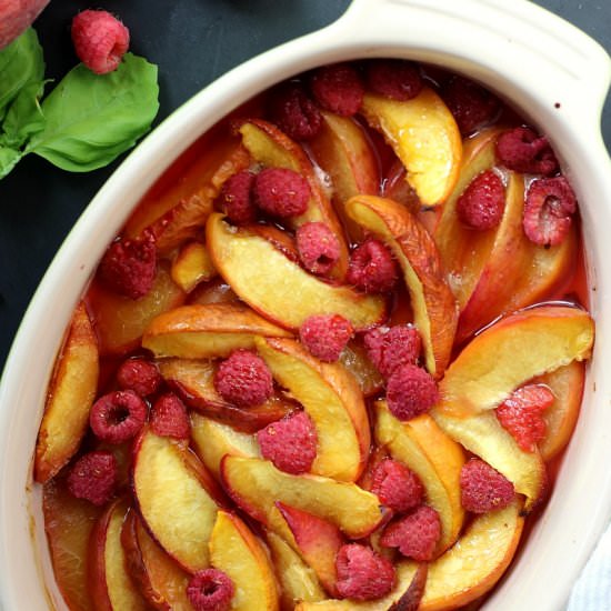 Easy Baked Peaches & Raspberries