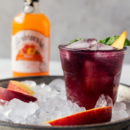 Blueberry Basil Peach Fizz