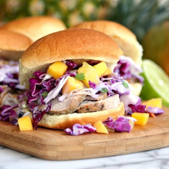 Pork Sliders Mango Pineapple Slaw