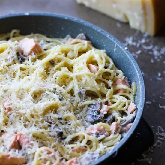 Angel Hair Alfredo Salmon Pasta