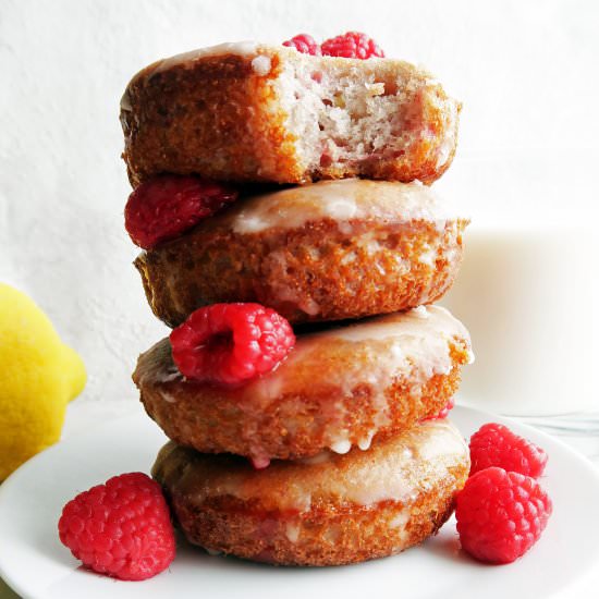 Baked Raspberry Lemon Glazed Donuts