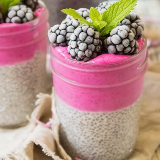 Dragon Fruit Layered Chia Pudding