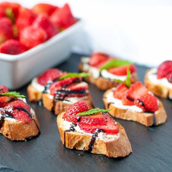 Strawberry Whipped Feta Crostini
