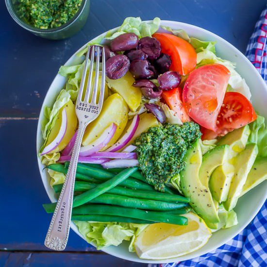 Avocado Nicoise Salad with Pesto