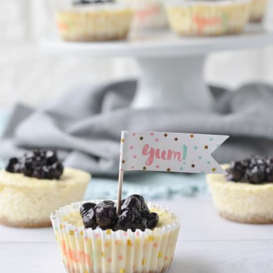 Mini Keto Blueberry Cheesecakes
