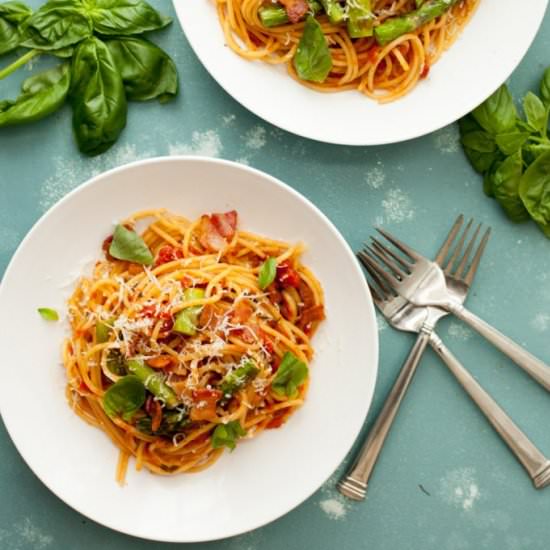 Bacon Asparagus Spaghetti