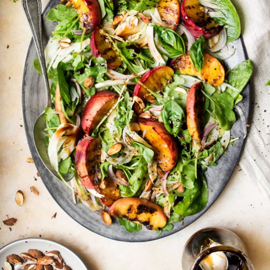 Peach salad & maple balsamic glaze