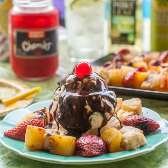 Grilled Banana Split Kebabs