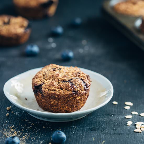 Low Fat Oat Blueberry Muffins
