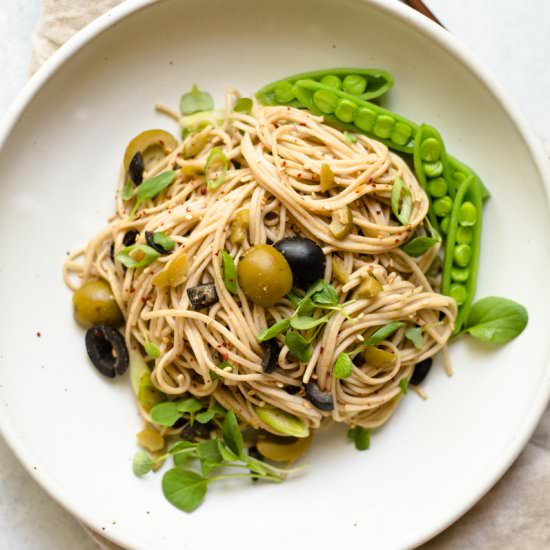 Sesame and Olive Soba Noodles