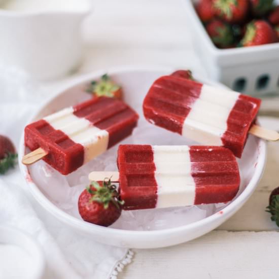 Strawberry and Cream Popsicles