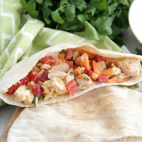 Peanut-Sauced Chicken Pitas