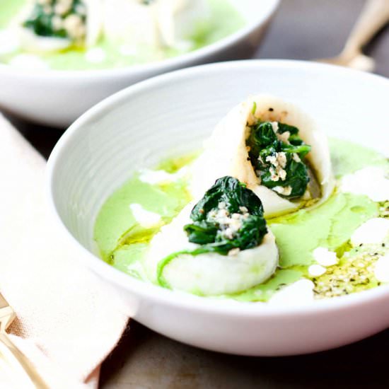 Coconut Pea Puree + Sole Flowers