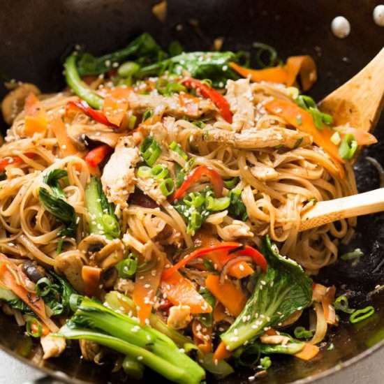 Chicken Stir Fry with Rice Noodles