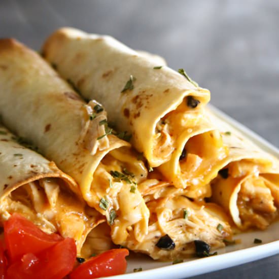 Baked Salsa Chicken Taquitos