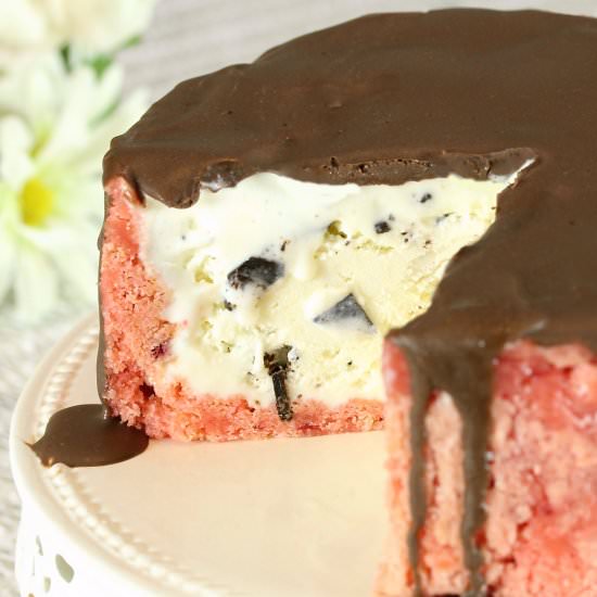 Strawberry Brownie Ice Cream Cake