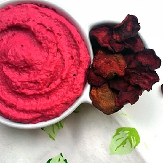 Beet Hummus with Beet Chips