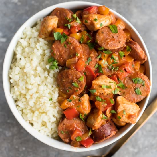 GF Cauliflower Rice Jambalaya
